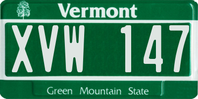 VT license plate XVW147