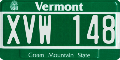 VT license plate XVW148