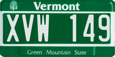 VT license plate XVW149