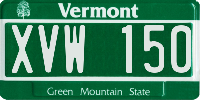 VT license plate XVW150