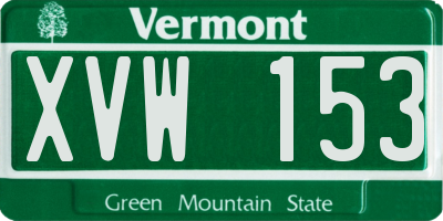 VT license plate XVW153
