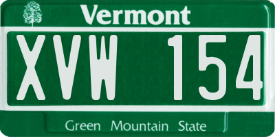 VT license plate XVW154