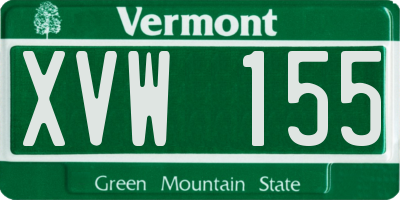 VT license plate XVW155