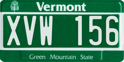 VT license plate XVW156