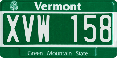 VT license plate XVW158