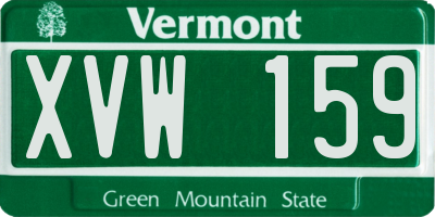 VT license plate XVW159
