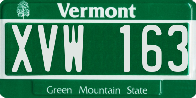 VT license plate XVW163