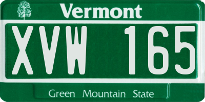 VT license plate XVW165