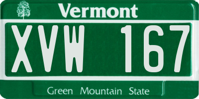 VT license plate XVW167
