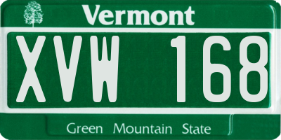 VT license plate XVW168