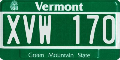 VT license plate XVW170