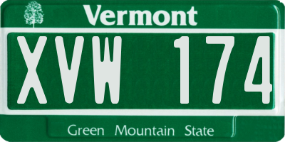 VT license plate XVW174