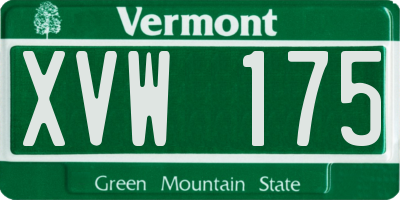 VT license plate XVW175