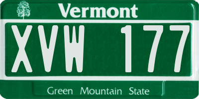VT license plate XVW177