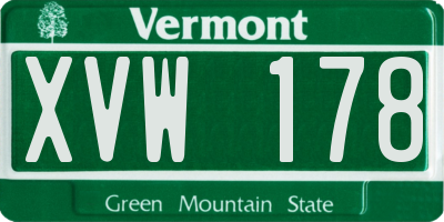 VT license plate XVW178