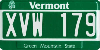 VT license plate XVW179
