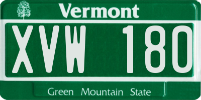 VT license plate XVW180
