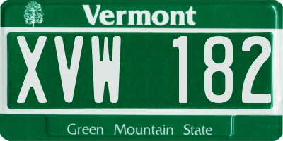 VT license plate XVW182