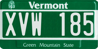 VT license plate XVW185