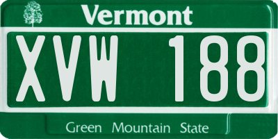VT license plate XVW188
