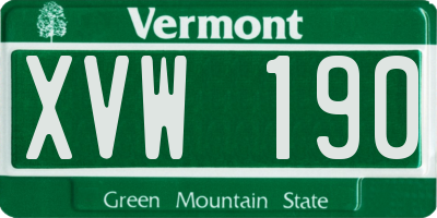 VT license plate XVW190