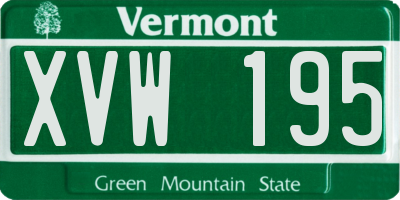 VT license plate XVW195