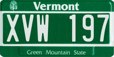 VT license plate XVW197