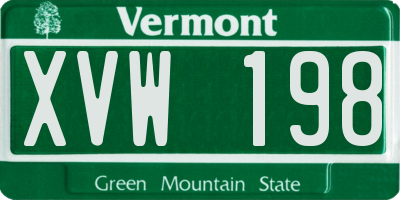 VT license plate XVW198