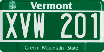 VT license plate XVW201