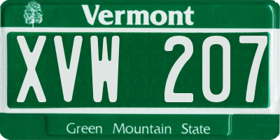 VT license plate XVW207