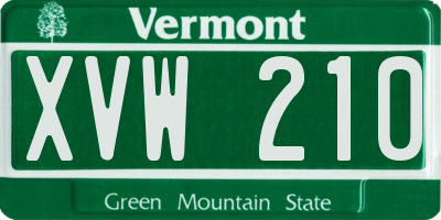 VT license plate XVW210