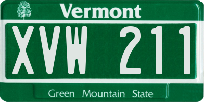 VT license plate XVW211