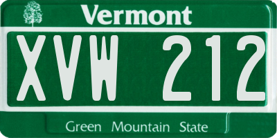 VT license plate XVW212