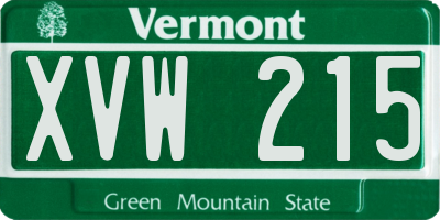 VT license plate XVW215