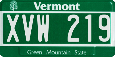 VT license plate XVW219