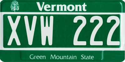 VT license plate XVW222