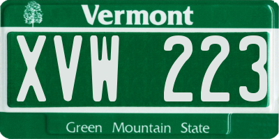 VT license plate XVW223