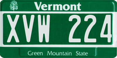 VT license plate XVW224