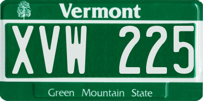 VT license plate XVW225