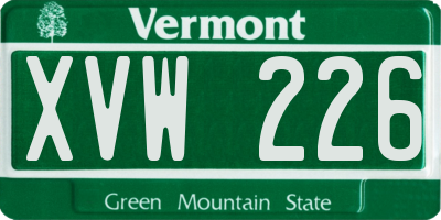 VT license plate XVW226