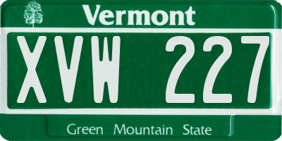 VT license plate XVW227