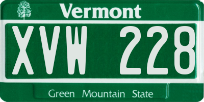VT license plate XVW228