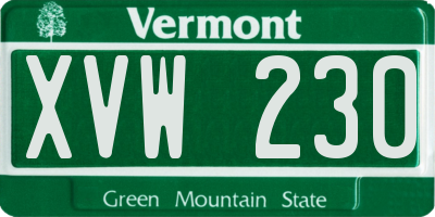 VT license plate XVW230