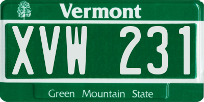 VT license plate XVW231