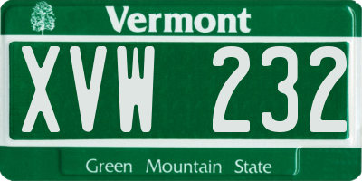 VT license plate XVW232