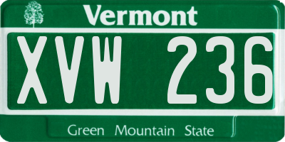 VT license plate XVW236