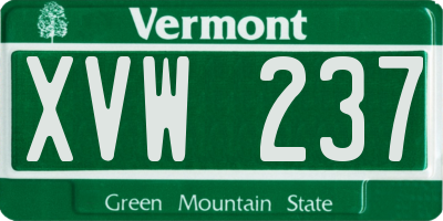 VT license plate XVW237