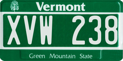 VT license plate XVW238
