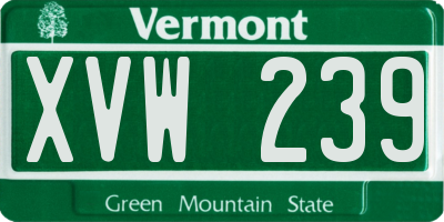 VT license plate XVW239