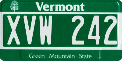 VT license plate XVW242